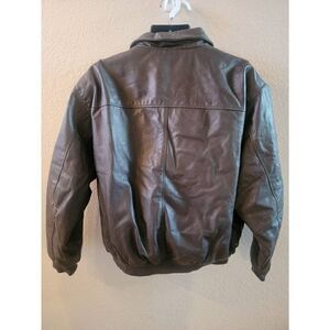 Snap-On Men's Leather Bomber Full Zip Jacket Brown Size L